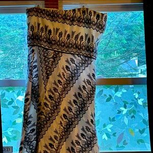 Strapless Loft black and white mid-length dress